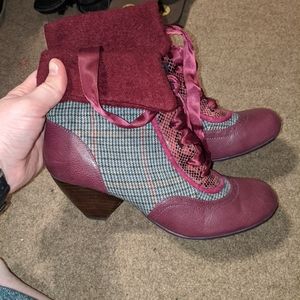 Red and checked booties